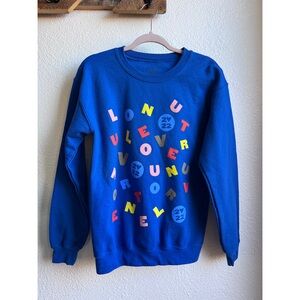 Harry Styles Love On Tour Alphabet Soup Blue Crewneck Sweatshirt SM